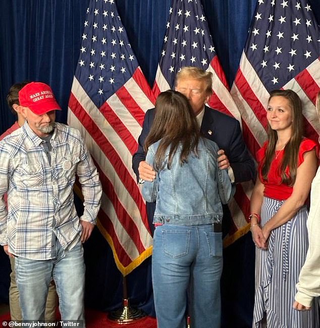 Donald Trump met backstage at his Rome, Georgia rally on Saturday with Laken Riley's family and friends, including the roommate who reported her missing