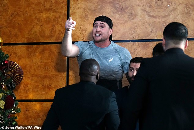 Till (pictured) will face Tommy Fury in the ring in January and appeared in an explosive pre-fight press conference on Tuesday.