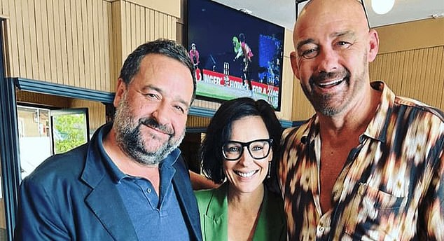 The quartet appeared in good spirits, smiling at the camera as they held cocktail parties. Geyer is pictured with her Triple M co-stars Natarsha Belling and Mick Molloy.