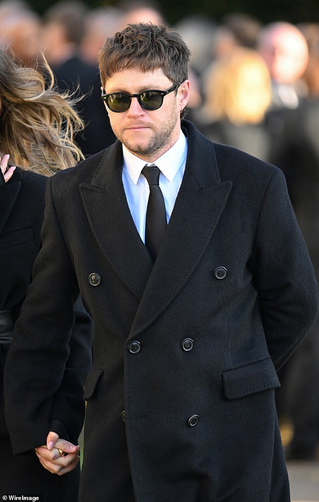 Former bandmate Niall Horan enters the service in Amersham, Buckinghamshire