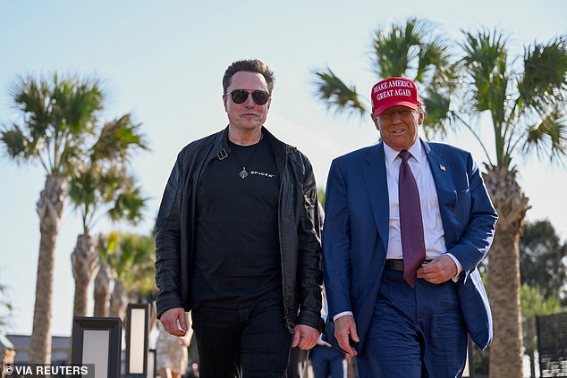 Elon Musk, pictured with Donald Trump, expressed his support for the former NCAA swimmer