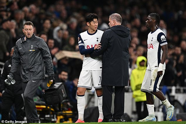 Son's season is interrupted by a hamstring injury suffered in the Europa League