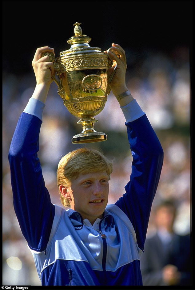 Becker holds the men's singles trophy at Wimbledon. Elvira and her husband, Karl-Heinz, were instrumental in shaping Boris's tennis career, and Karl-Heinz built a tennis center in Leimen, where Boris began his training.