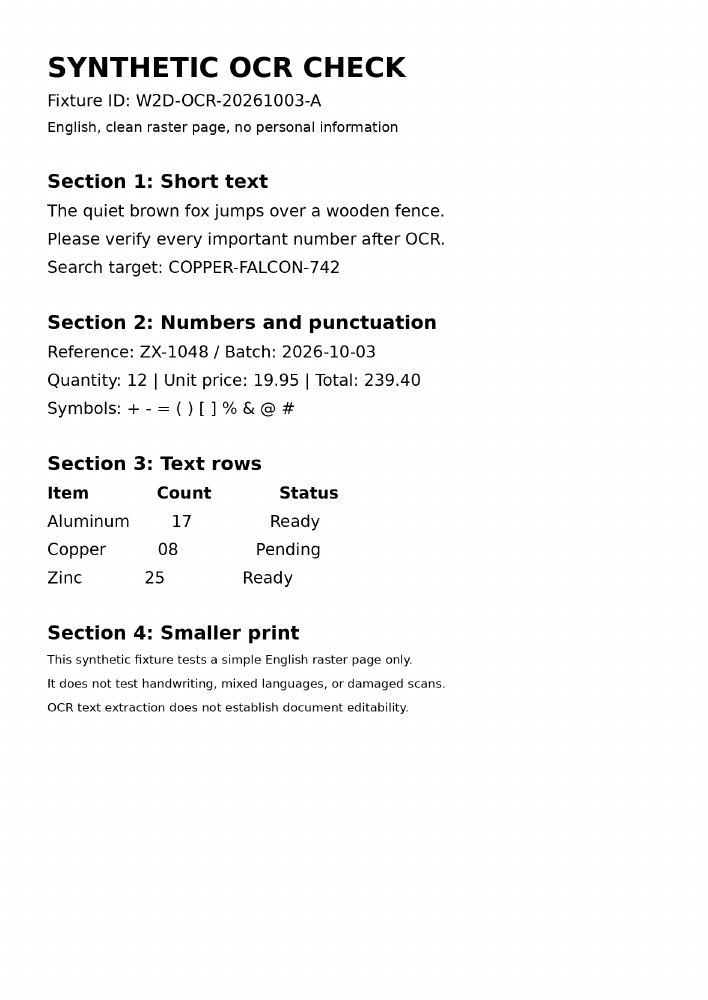 Sejda Online OCR actual downloaded OCR PDF rendered locally from the synthetic English page