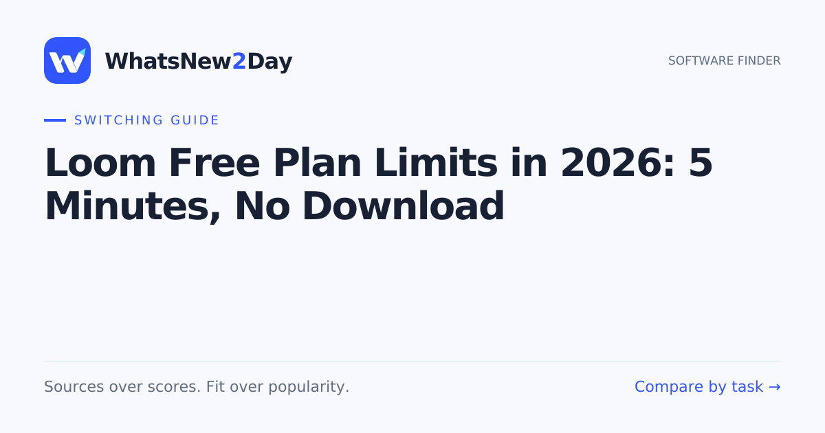 Loom Free Plan Limits in 2026: 5 Minutes, No Download — a practical WhatsNew2Day switching guide