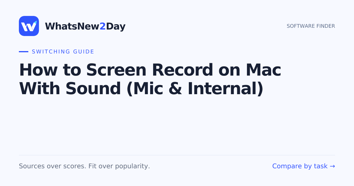 How to Screen Record on Mac With Sound (Mic & Internal) — a practical WhatsNew2Day switching guide