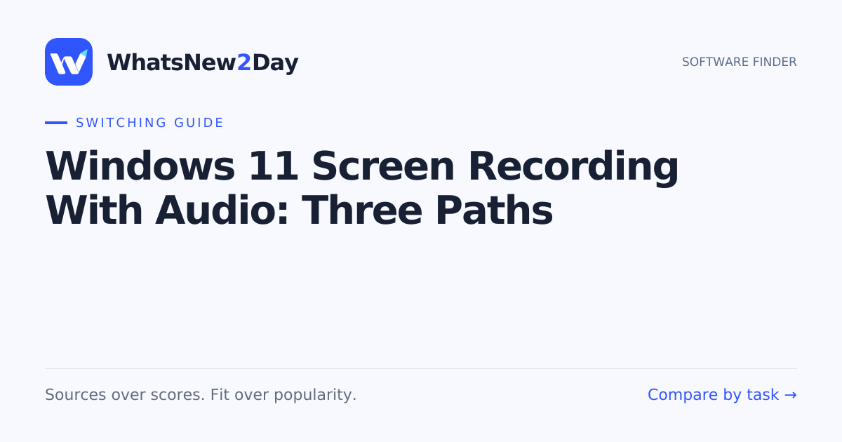 Windows 11 Screen Recording With Audio: Three Paths — a practical WhatsNew2Day switching guide