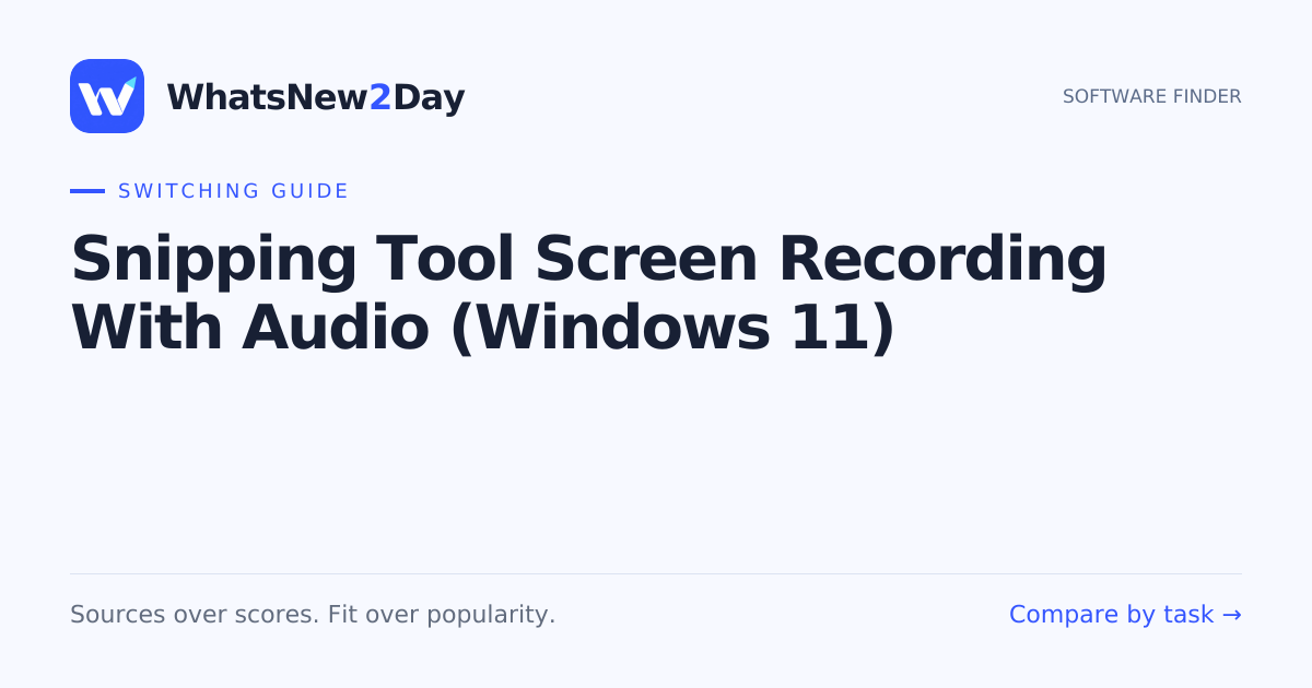 Snipping Tool Screen Recording With Audio (Windows 11) — a practical WhatsNew2Day switching guide