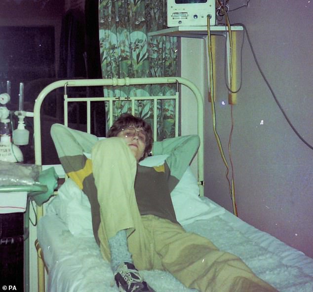 The 57-year-old (pictured at Harefield Hospital in June 1984 after the transplant) has survived for 39 years with his donated heart, beating the previous UK record of 38 years.