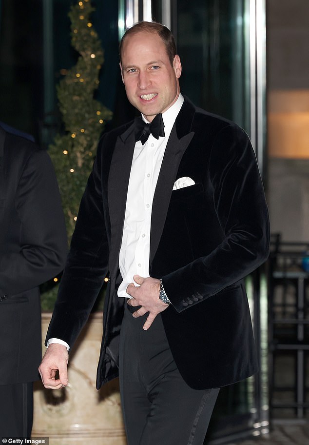 Prince William looked dapper in a tuxedo as he arrived at the London Air Ambulance charity gala dinner.