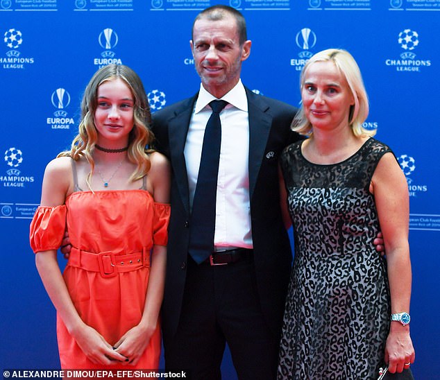 The Slovenian pictured with his wife Barbara (right) and daughter Petra (left) in August 2019.