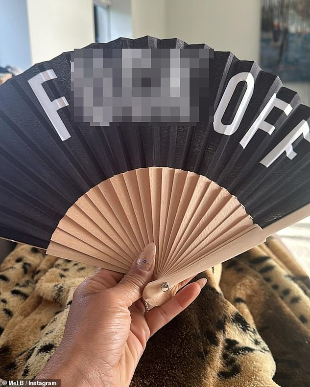 Sharing a photo on Instagram, the singer showed off a fan with 'f*** off' scrawled across the front in capital letters.