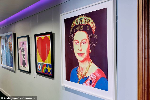 A portrait of the Queen inspired by Andy Warhol that appears in the living room