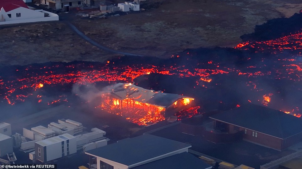 As there have been three eruptions that have left residents unable to return to Grindavik for months (Pictured: houses in Grindavik, Iceland, January 14, 2024)