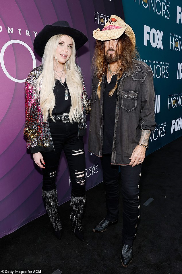 Six months after the couple filed for divorce, Billy Ray became engaged to Australian singer Firerose, 28 years his junior (pictured in August 2023).