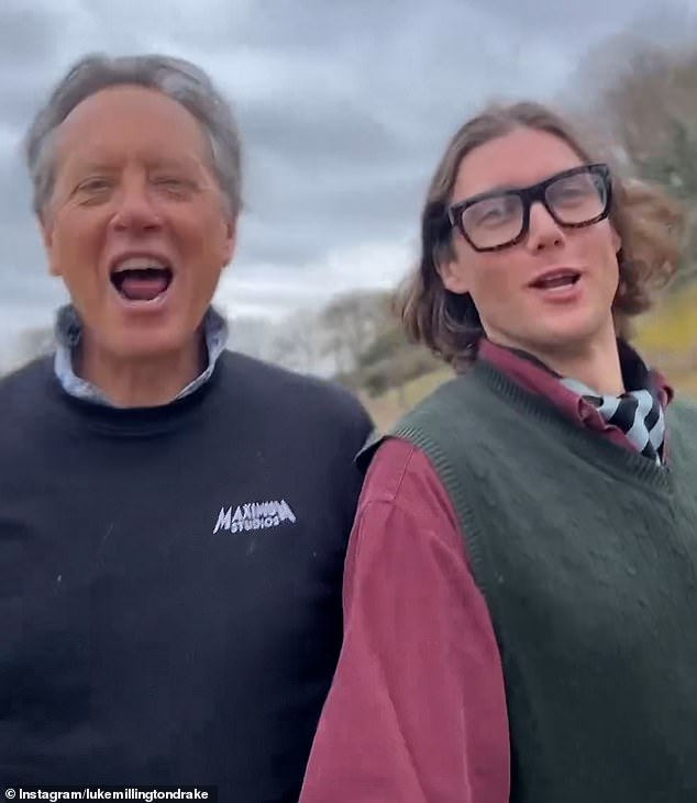 The couple sent fans into a frenzy after remaking one of the TikTok star's skits, where Luke pretends to be Richard running through a field (pictured is the new video featuring Luke and Richard).