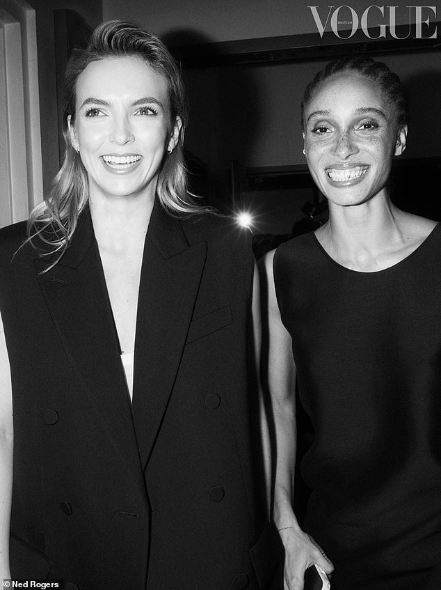 Jodie Comer and Adwoa Aboah looked in high spirits as they smiled for the camera.