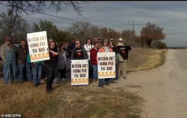 On Wednesday, other people who live in the area protested their concerns and held signs outside the facility, one of which read 