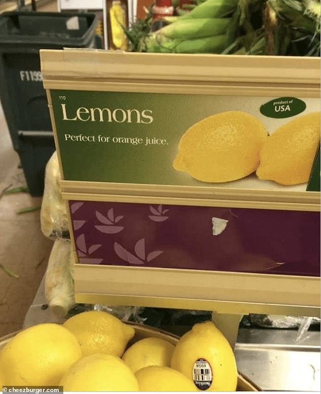 Meanwhile, a supermarket in the US is promoting sales of lemons by advertising how good they are in orange juice.