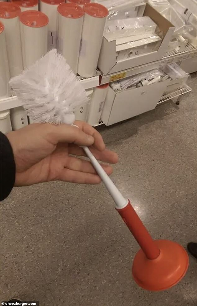 Another person saw a plunger on the end of a toilet brush, which means that when you use either end you have to touch the other side.