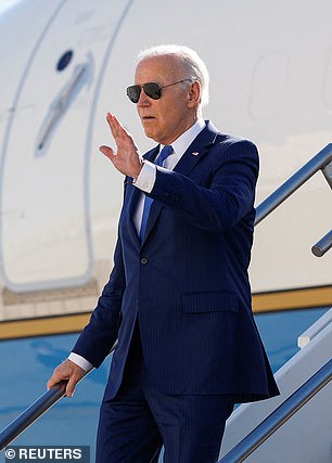 US President Joe Biden arrives at John F. Kennedy International Airport in New York City, United States, on February 7, 2024.
