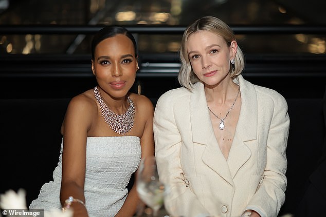 She was also seen chatting with Kerry Washington inside the event.