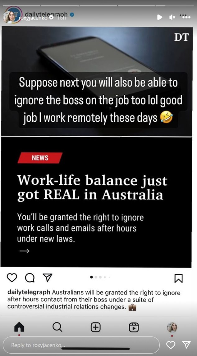 She vented her anger moments after the controversial labor relations bill was passed when she shared a screenshot of the news on her Instagram Stories.