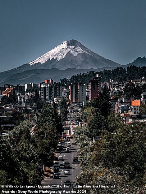 Wilfrido Enríquez is behind the lens of this striking image of the Cotopaxi volcano, taken dozens of kilometers away in Quito, Ecuador. He is on the shortlist for the Latin American Regional Award