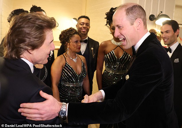 Prince of Wales jokes with Hollywood star Tom Cruise at London Air Ambulance charity gala dinner