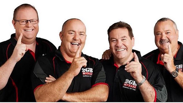 Veteran broadcaster Ray Hadley, who hired Morrow (second from right) from ABC to work on 2GB's Rolling Call Team, broke the news to his listeners on Friday.