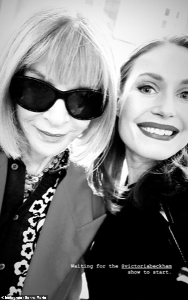 She shared a series of glamorous selfies from behind the scenes of the A-list event attended by Kim Kardashian, Kris Jenner, Pamela Anderson, David Beckham and Eva Longoria.  Pictured with Anna Wintour