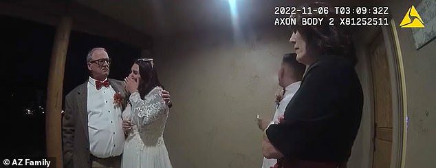 Body camera footage from the night of the incident shows Tran, in her wedding dress, crying as officers came to stop the event.