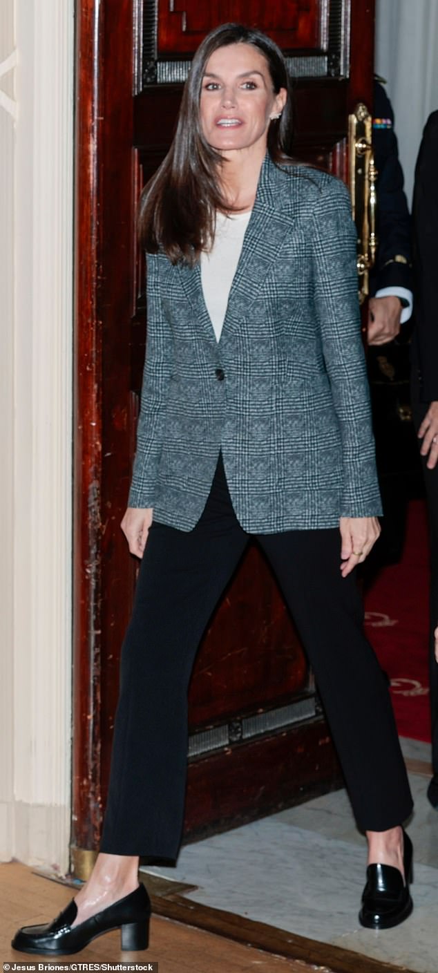 The royal mother of two put on a stylish display in separates, including a chic pair of black cigarette pants.