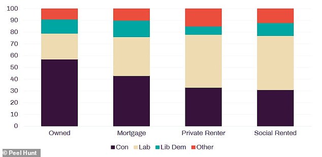 Voting intention in the United Kingdom by housing tenure in the 2019 general election