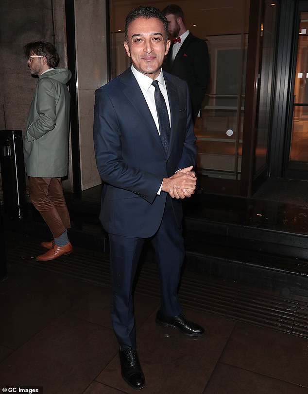 Adil Ray OBE, 49, of Citizen Khan and Lingo, looked dapper in a smart blue suit and shiny black shoes.