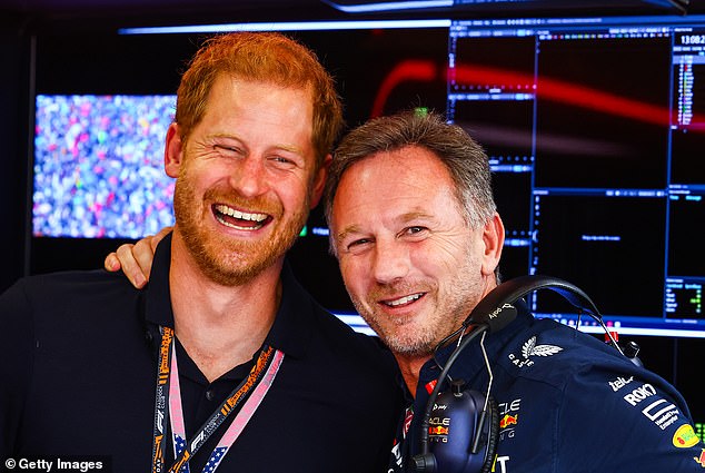Christian Horner, pictured with Prince Harry before the Texas Grand Prix in October last year.