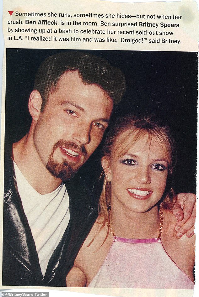 A magazine clipping showing the same photo of Britney with Affleck.  The photo is believed to have been taken in 1999.