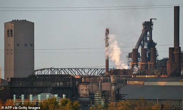 The US Steel smokestacks, which were the source of Gary, Indiana's meteoric rise at the turn of the century and its collapse in the 1970s, are seen on November 2, 2011.
