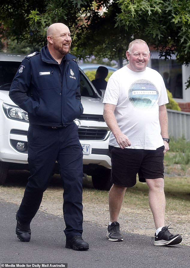Michael Murphy, the husband of missing mother Samantha Murphy, has been photographed leaving Buninyong Police Station.