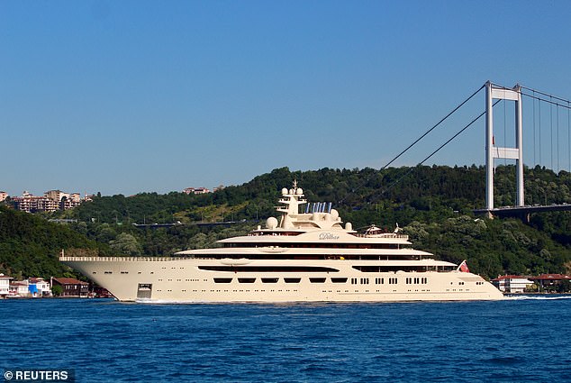 Dilbar, pictured, is named after the mother of its owner, Alisher Usmanov, and with a price tag of $800 million it is among the most expensive superyachts of all time.