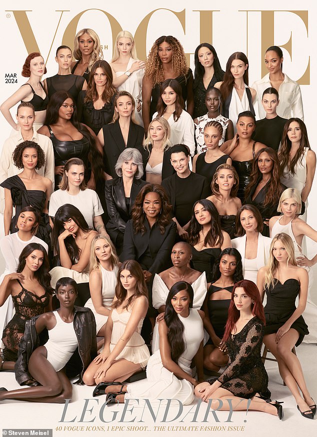 Victoria Beckham, Kate Moss and Gigi Hadid were among 40 British Vogue stars who came together to shoot the cover of Edward Enninful's final issue.