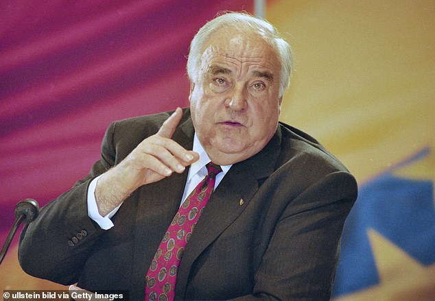He then replaced the long-dead Mitterrand with a more recently deceased European leader. 'Helmut Kohl (above) turned to me and said: 'he improvised
