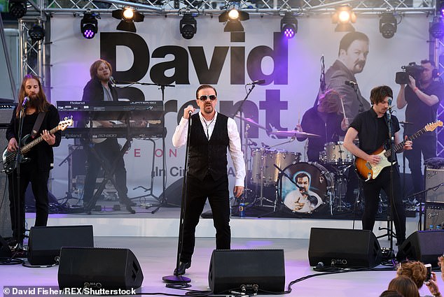 His most iconic creation, The Office's David Brent, is also a failed musician, and Ricky released a mockumentary in 2016 following the fictional boss' failed attempts to break the music charts.