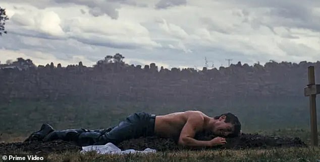 In the scene in question, his character Oliver Quick stimulated sex with the grave of his murdered best friend, Felix Catton.