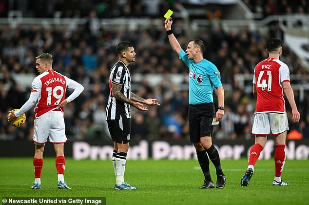 Newcastle midfielder Bruno Guimaraes leads the Premier League list with the most yellow cards this season