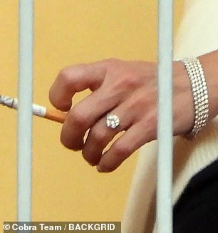 All eyes were on Britney's hand and the stunning round diamond.