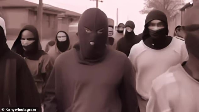 The star then shared a music video for 'VULTURES (Havoc Version) created by Jon Rafman' that featured post-apocalyptic scenes, a masked Kanye brandishing a gun, and a burning church.
