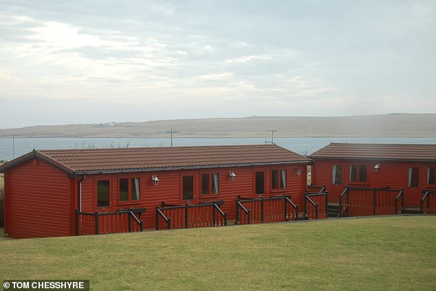 The image above shows some of the attached cabin-style rooms at the Baltasound Hotel.