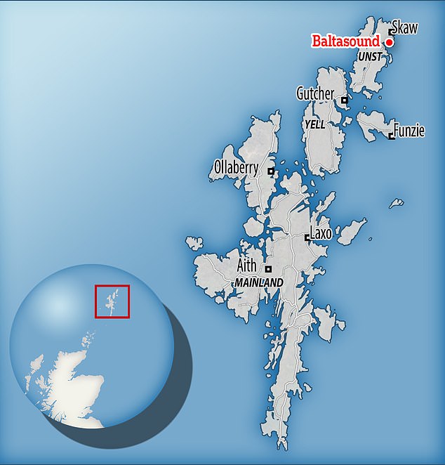 Unst is above the 60th parallel, not far from the Arctic Circle, which is around the 66th parallel (closer to the island than London).