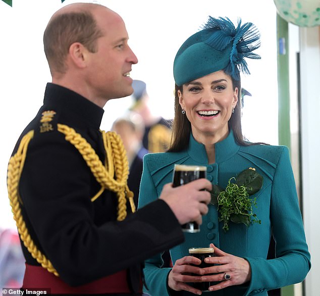 Catherine, Princess of Wales and Prince William, Prince of Wales, enjoy a glass of Guinness in March 2023